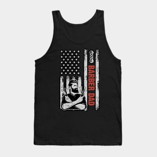 Barber Dad American Flag Father's Day 4th Of July Gift Tank Top